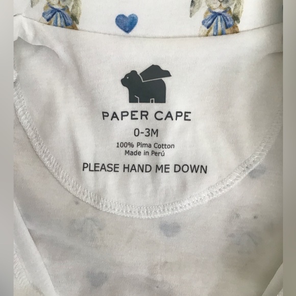 PAPER CAPE Classic Pajama Footie, Bunny & Heart Print | Size 0-3M 🐇💙 - Picture 6 of 9